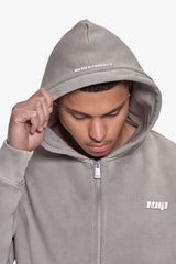 BASIC ZIP  HOODIE ACID WASHED MORNING DOVE