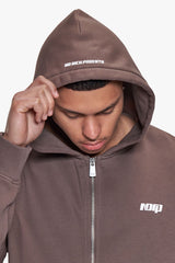 BASIC ZIP  HOODIE LIGHT BROWN