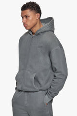 BASIC ZIP  HOODIE ACID WASHED GREY