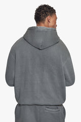 BASIC ZIP  HOODIE ACID WASHED GREY
