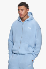 BASIC ZIP  HOODIE BABY BLUE