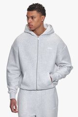 BASIC  ZIP HOODIE GREY MELANGE
