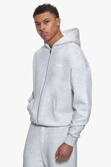 BASIC  ZIP HOODIE GREY MELANGE