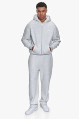 BASIC  ZIP HOODIE GREY MELANGE