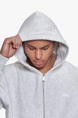 BASIC  ZIP HOODIE GREY MELANGE