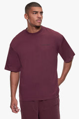 DS-TS-345-FPNKOVERSIZE ESSENTIAL LOGO T-SHIRT WASHED WINE