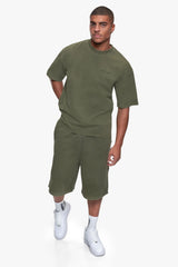 ESSENTIAL LOGO SWEAT SHORTS WASHED OLIVE