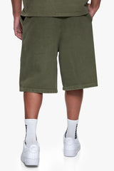 ESSENTIAL LOGO SWEAT SHORTS WASHED OLIVE