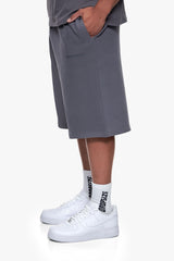 ESSENTIAL LOGO SWEAT SHORTS STEEL GREY