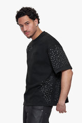 OVERSIZE RHINESTONE T-SHIRT BLACK