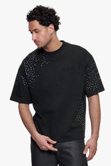 OVERSIZE RHINESTONE T-SHIRT BLACK