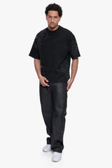 OVERSIZE RHINESTONE T-SHIRT BLACK