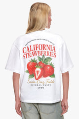 WOMEN STRAWBERRY OVERSIZE T-SHIRT WHITE