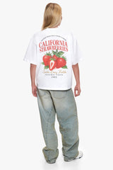 WOMEN STRAWBERRY OVERSIZE T-SHIRT WHITE