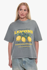 WOMEN LEMON OVERSIZE T-SHIRT WASHED GREY