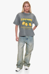 WOMEN LEMON OVERSIZE T-SHIRT WASHED GREY
