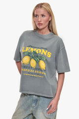 WOMEN LEMON OVERSIZE T-SHIRT WASHED GREY