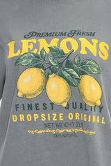 WOMEN LEMON OVERSIZE T-SHIRT WASHED GREY