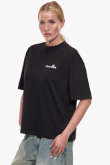WOMEN FLOWER OVERSIZE T-SHIRT BLACK