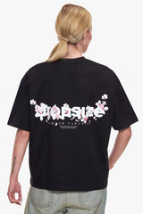 WOMEN FLOWER OVERSIZE T-SHIRT BLACK
