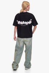 WOMEN FLOWER OVERSIZE T-SHIRT BLACK