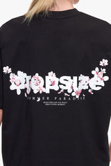 WOMEN FLOWER OVERSIZE T-SHIRT BLACK