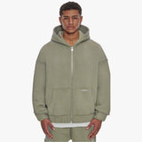 SUPER HEAVY BLANK ZIP-HOODIE OLIVE