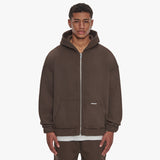SUPER HEAVY BLANK ZIP-HOODIE CHOCOLATE BROWN