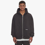 SUPER HEAVY BLANK ZIP-HOODIE WASHED BLACK