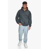 SUPER HEAVY BLANK ZIP-HOODIE WASHED GREY