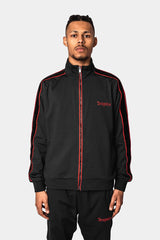TRACK JACKET VELOUR SIDE STRIPE BLACK/RED