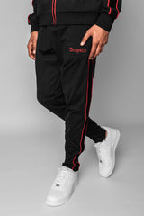 TRACK PANTS VELOUR SIDE STRIPE BLACK/RED