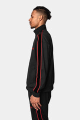TRACK JACKET VELOUR SIDE STRIPE BLACK/RED