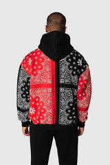 HEAVY OVERSIZE BANDANA HOODIE BLACK RED