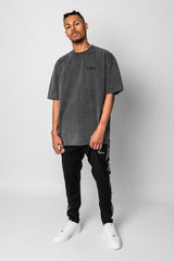 HEAVY OVERSIZE EMBO T-SHIRT WASHED GREY