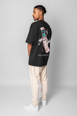 HEAVY OVERSIZE MOBILE PHONE T-SHIRT WASHED BLACK
