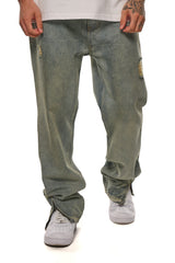 RIPPED  ZIP JEANS