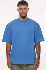 HEAVY OVERSIZE HD PRINT T-SHIRT AZURE BLUE