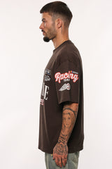 HEAVY OVERSIZE MOTORSPORT T-SHIRT WASHED BLACK
