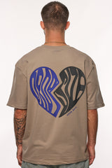 HEAVY BROKEN HEART T-SHIRT SIMPLE TAUPE