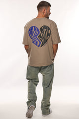 HEAVY BROKEN HEART T-SHIRT SIMPLE TAUPE