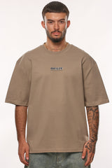 HEAVY OVERSIZE LESS TALK T-SHIRT SIMPLE TAUPE