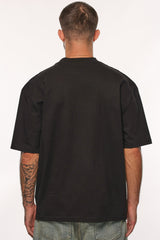 HEAVY OVERSIZE KUFI LOGO T-SHIRT BLACK