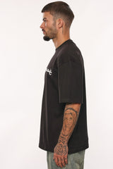 HEAVY OVERSIZE KUFI LOGO T-SHIRT BLACK