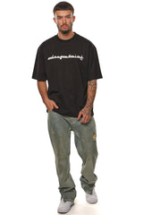 HEAVY OVERSIZE KUFI LOGO T-SHIRT BLACK