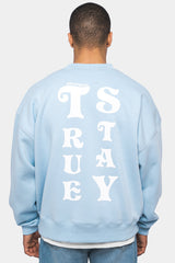 HEAVY OVERSIZE ''STAY TRUE'' SWEATER BABY BLUE