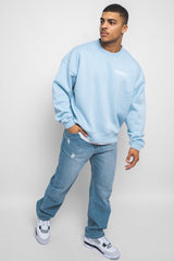 HEAVY OVERSIZE ''STAY TRUE'' SWEATER BABY BLUE