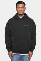 HEAVY OVERSIZE ''CREW LOVE'' HOODIE  WASHED BLACK Schwarz