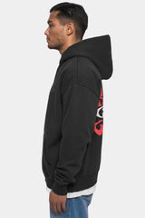 HEAVY OVERSIZE ''CREW LOVE'' HOODIE  WASHED BLACK Schwarz