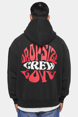HEAVY OVERSIZE ''CREW LOVE'' HOODIE  WASHED BLACK Schwarz